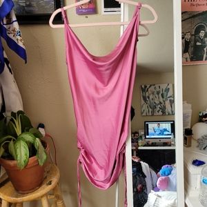 pacsun cowl neck satin barbie pink/purple dress